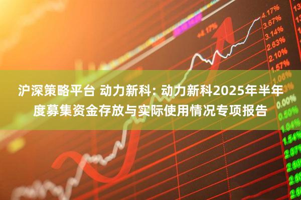 沪深策略平台 动力新科: 动力新科2025年半年度募集资金存放与实际使用情况专项报告